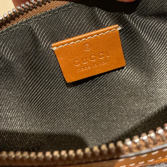 Gucci Orange Monogram Pouch – GG Satin with Leather Trim, Made in Italy - Picture 6 of 9